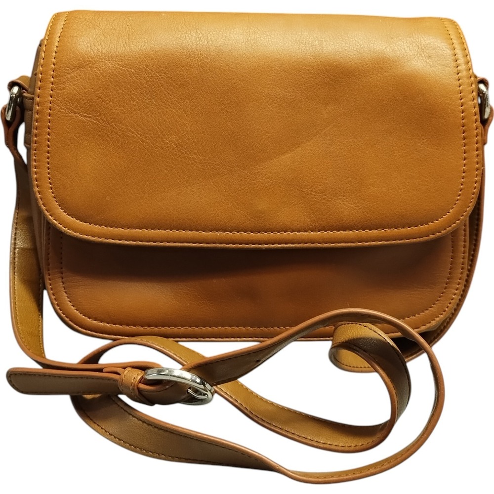 Giani Bernini Crossbody Bag Women Tan Flapover Adjustable Strap Magnetic Closure